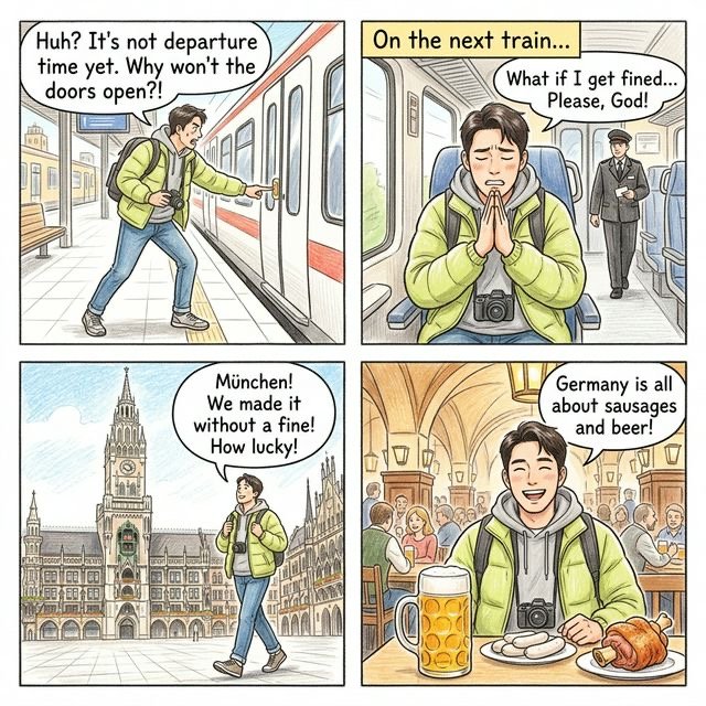 2026/3/3 Germany Frankfurt → München Frankfurt to Munich Travel 4-panel Comic English