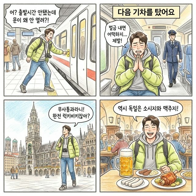 프랑크푸르트-뮌헨 여행 4컷 만화 한국어