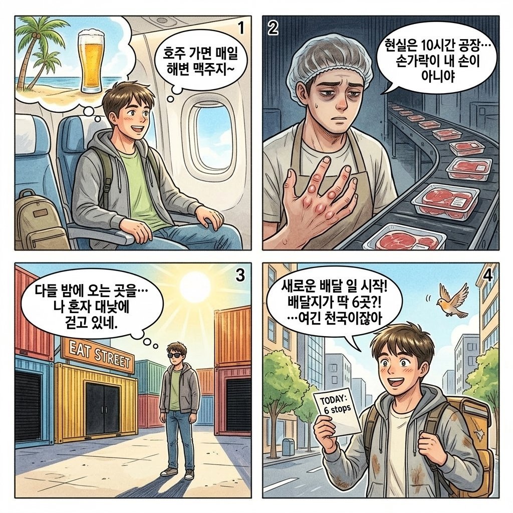 브리즈번 워킹홀리데이 생존기 4컷 만화 - Brisbane Working Holiday Survival Comic