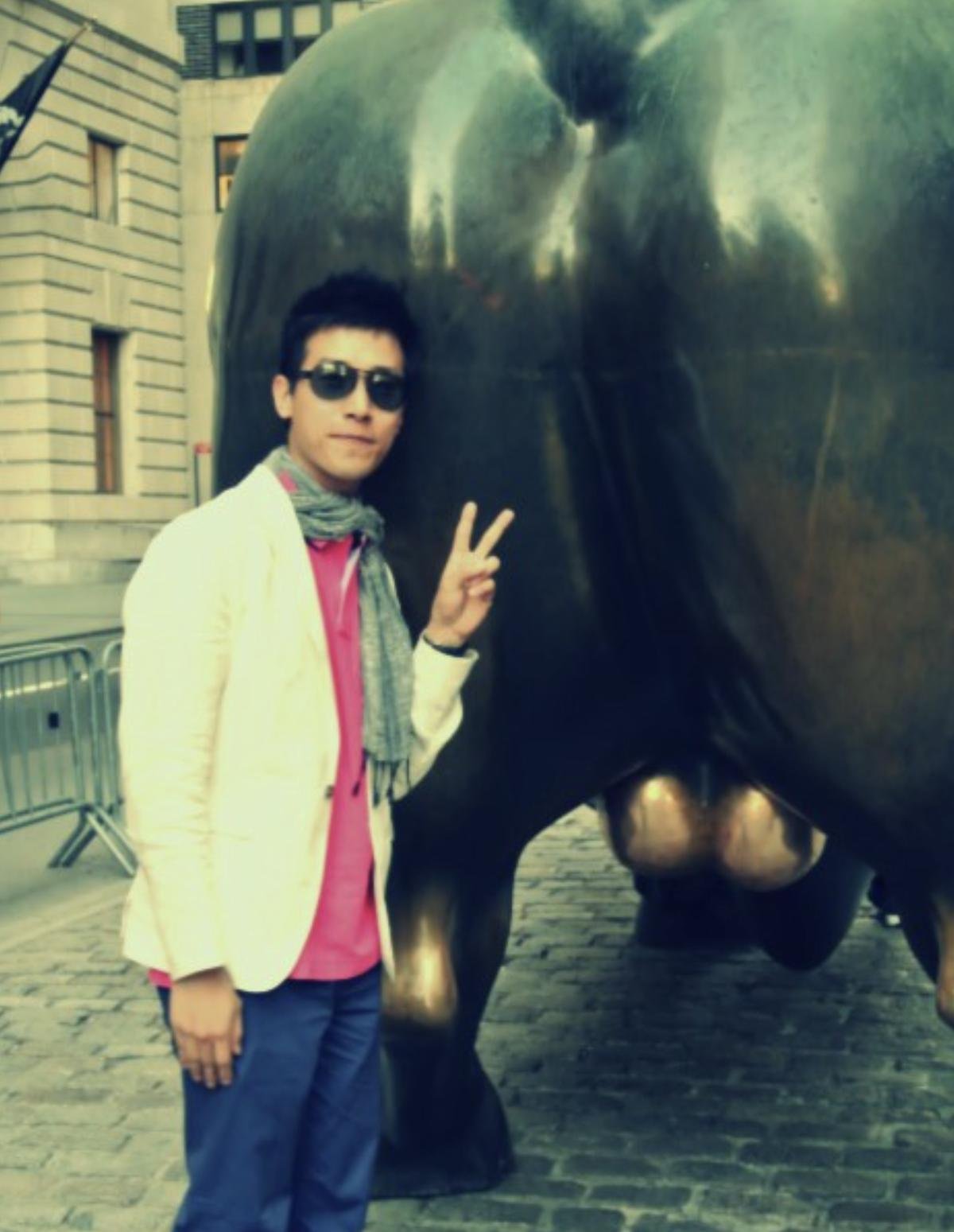 월스트리트 돌진하는 황소 셀카 사진 - Wall Street Charging Bull Selfie